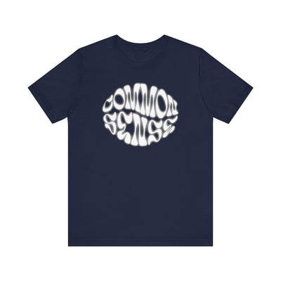 Common Sense Retro Psychedelic Font Graphic Tee Statement Shirt - Encore2woNavyS