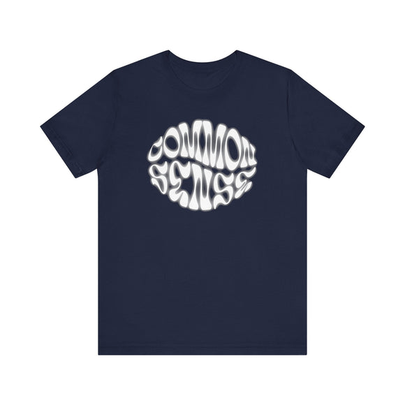Common Sense Retro Psychedelic Font Graphic Tee Statement Shirt - Encore2woNavyS