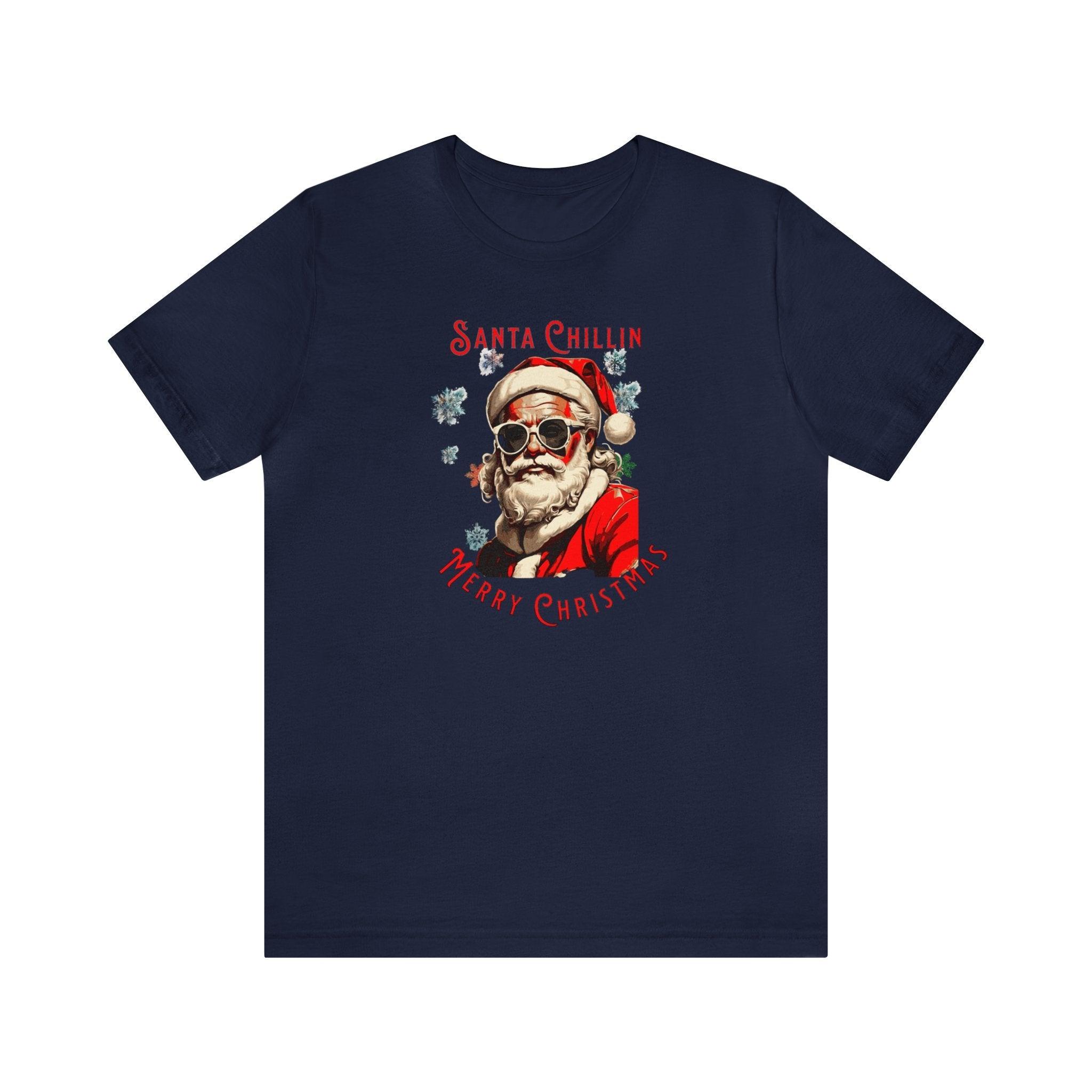 Cool Santa Christmas Tee Unisex Festive T - Shirt - Encore2woNavyS