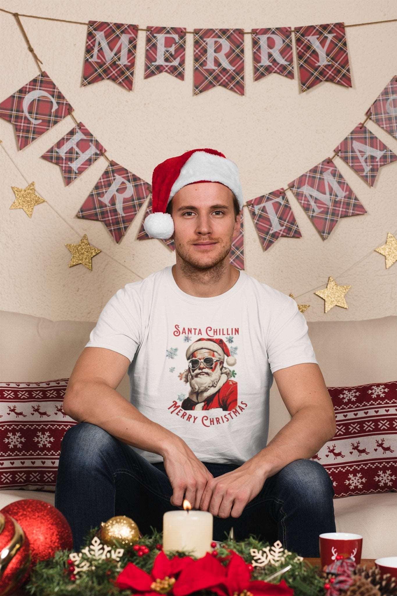 Cool Santa Christmas Tee Unisex Festive T - Shirt - Encore2woWhiteS