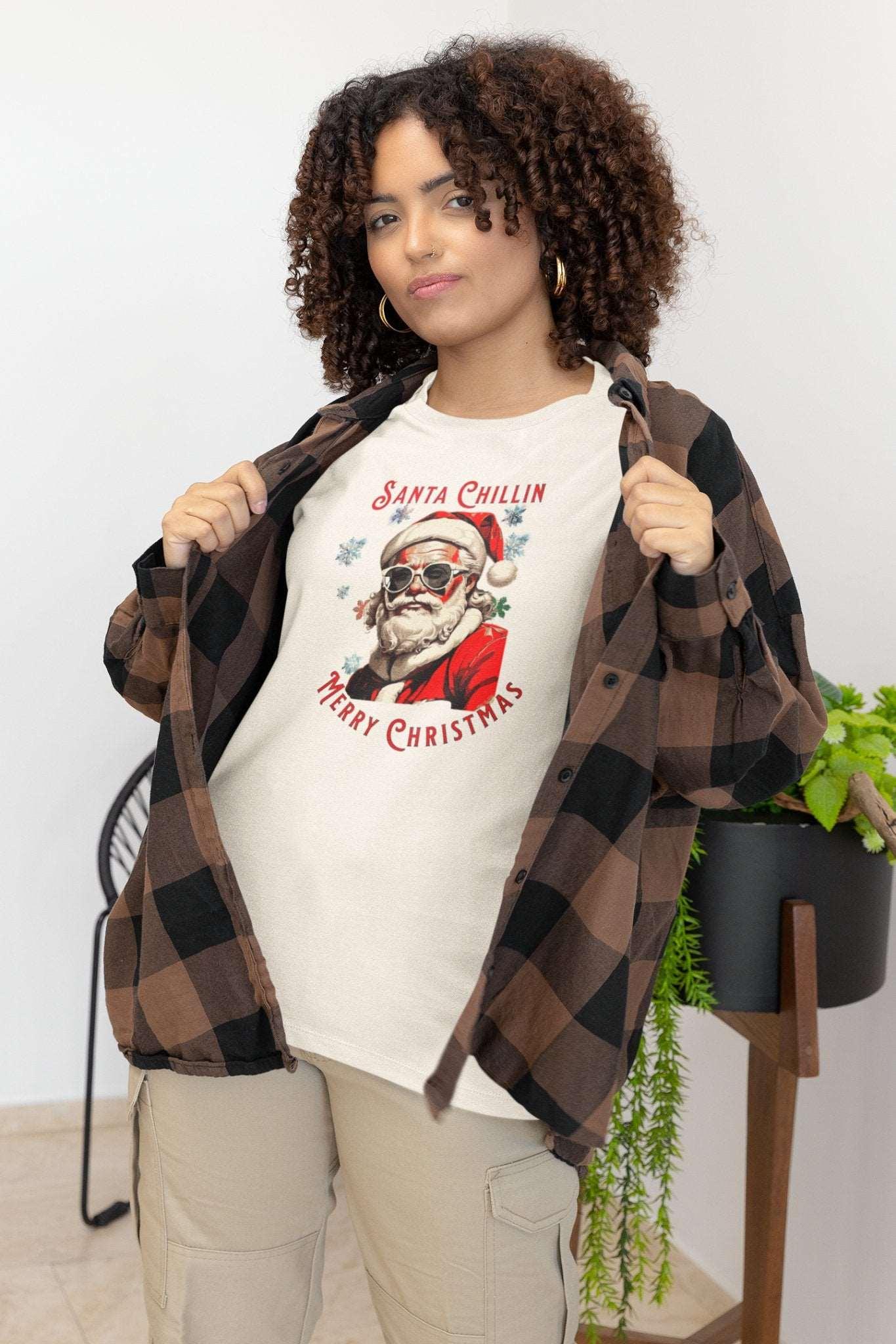 Cool Santa Christmas Tee Unisex Festive T - Shirt - Encore2woWhiteS