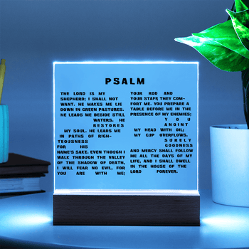 Custom Printed Square Acrylic Plaque – Personalized Photo & Message - Encore2woLED Corded Base