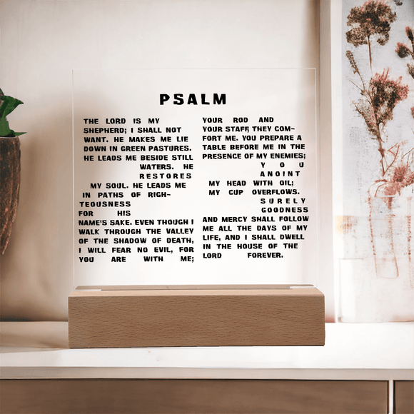 Custom Printed Square Acrylic Plaque – Personalized Photo & Message - Encore2woLED Corded Base
