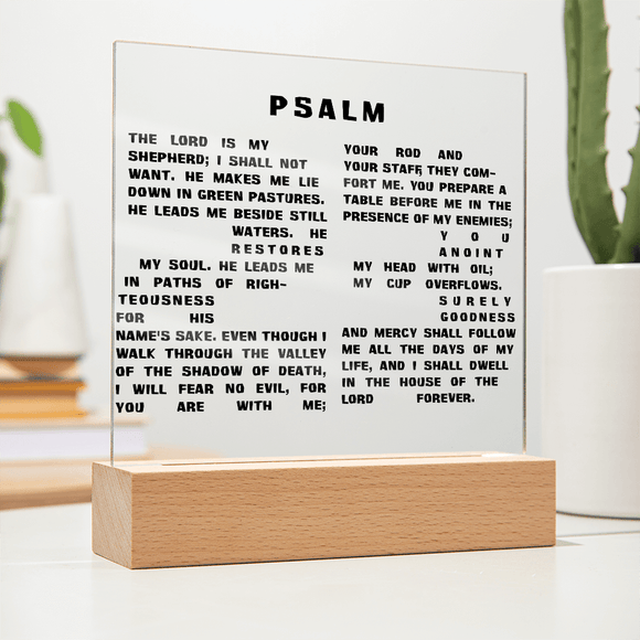 Custom Printed Square Acrylic Plaque – Personalized Photo & Message - Encore2woLED Corded Base