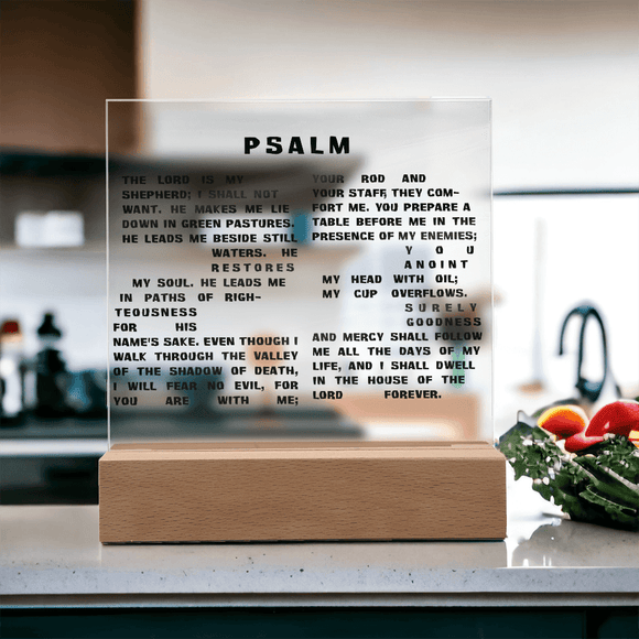 Custom Printed Square Acrylic Plaque – Personalized Photo & Message - Encore2woLED Corded Base
