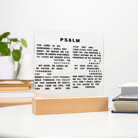 Custom Printed Square Acrylic Plaque – Personalized Photo & Message - Encore2woLED Corded Base