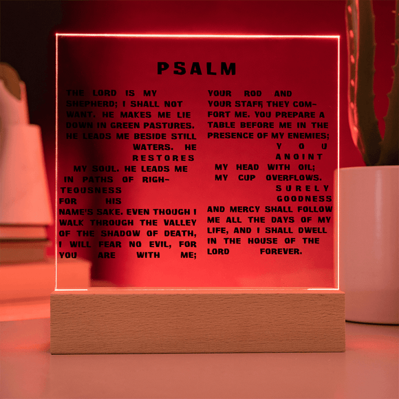 Custom Printed Square Acrylic Plaque – Personalized Photo & Message - Encore2woLED Corded Base