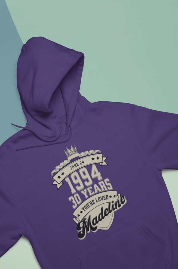 Customizable Birthday Hoodie Personalized Banner Design Sweatshirt - Encore2woLight PinkS