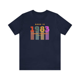 Customizable Born Year T-Shirt with I John 2:13 - Encore2woNavyS