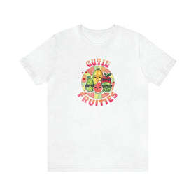 Cutie Fruities Summer T-Shirt | Fruit Character Tee | Fun and Colorful Shirt - Encore2woWhiteS