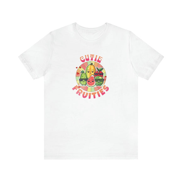 Cutie Fruities Summer T-Shirt | Fruit Character Tee | Fun and Colorful Shirt - Encore2woWhiteS