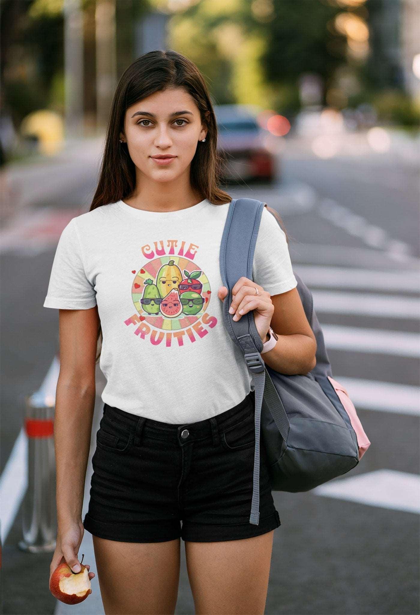 Cutie Fruities Summer T - Shirt | Fruit Character Tee | Fun and Colorful Shirt - Encore2woPinkS