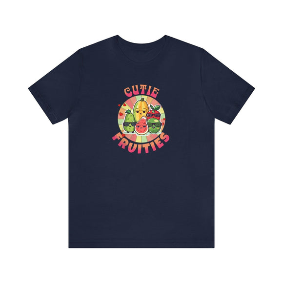 Cutie Fruities Summer T-Shirt | Fruit Character Tee | Fun and Colorful Shirt - Encore2woNavyS
