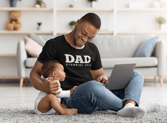 DAD Standing Tall T-Shirt | Dad Typography Tee Father's Day Gift - Encore2woMaroonS