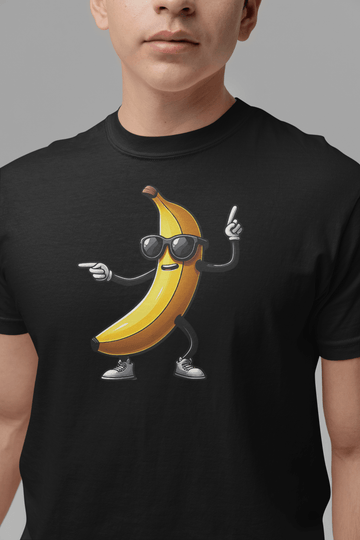 Dancing Banana Funny Cartoon Graphic Tee Fun Novelty Shirt - Encore2woBlackS