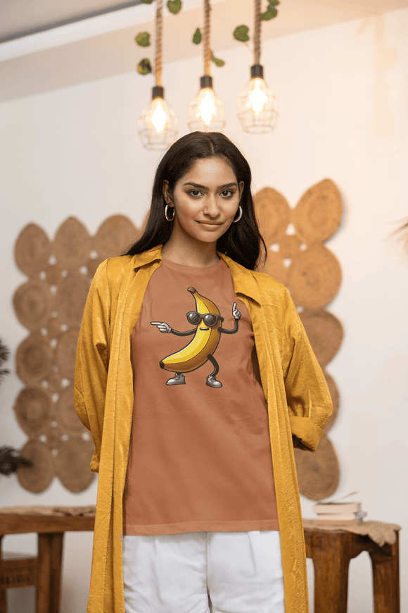 Dancing Banana Funny Cartoon Graphic Tee Fun Novelty Shirt - Encore2woYamS