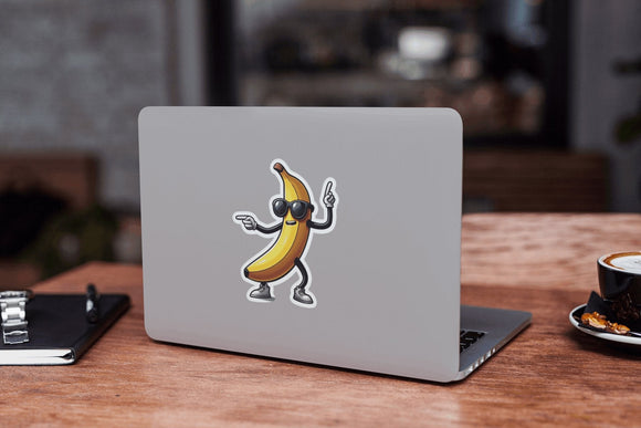 Dancing Banana Sticker – Funny Cartoon with Shades & Sneakers - Encore2wo4 Inches