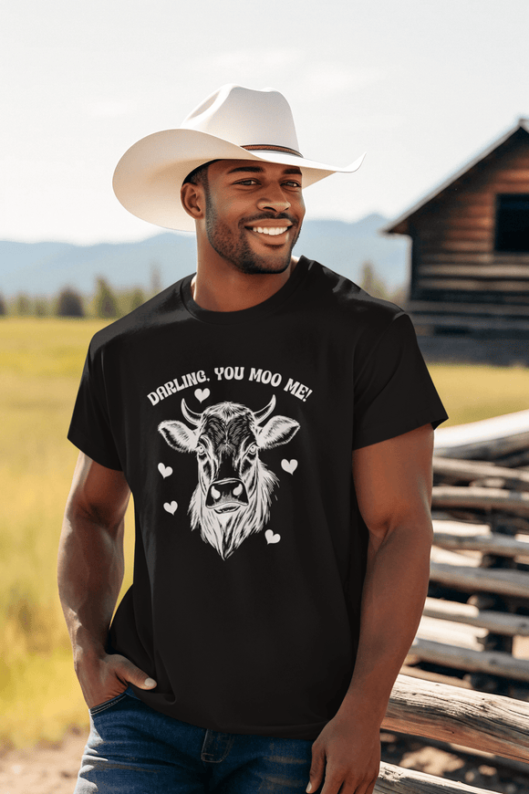 Darling You Moo Me Funny Cow Love Graphic Tee - Encore2woRedS