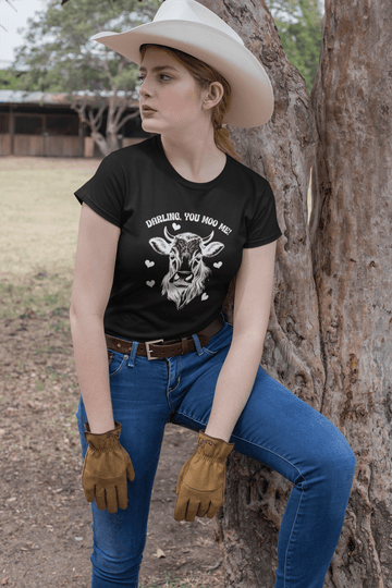 Darling You Moo Me Funny Cow Love Graphic Tee - Encore2woBlackS