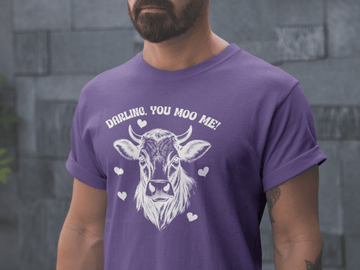 Darling You Moo Me Funny Cow Love Graphic Tee - Encore2woTeam PurpleS