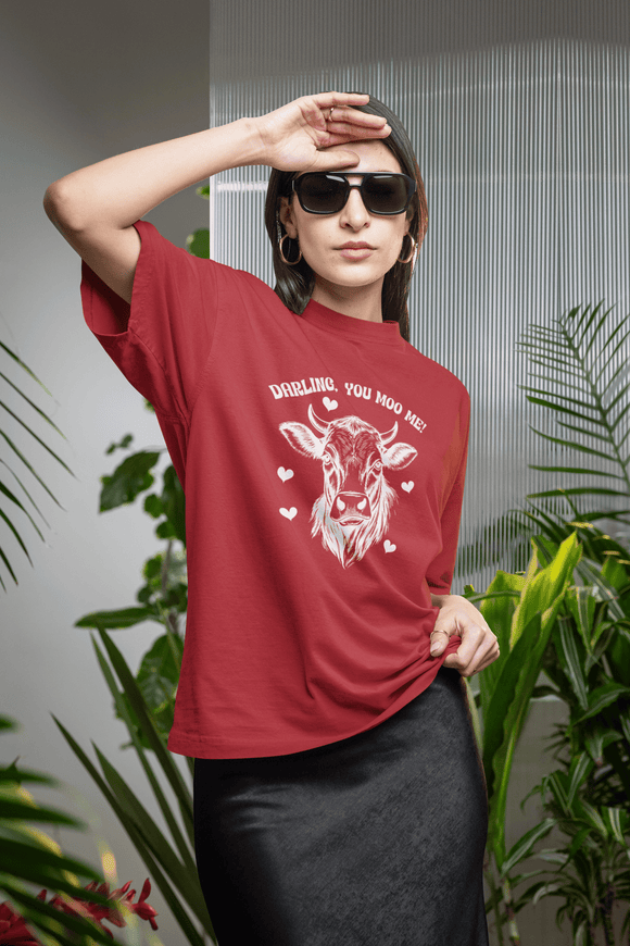 Darling You Moo Me Funny Cow Love Graphic Tee - Encore2woRedS