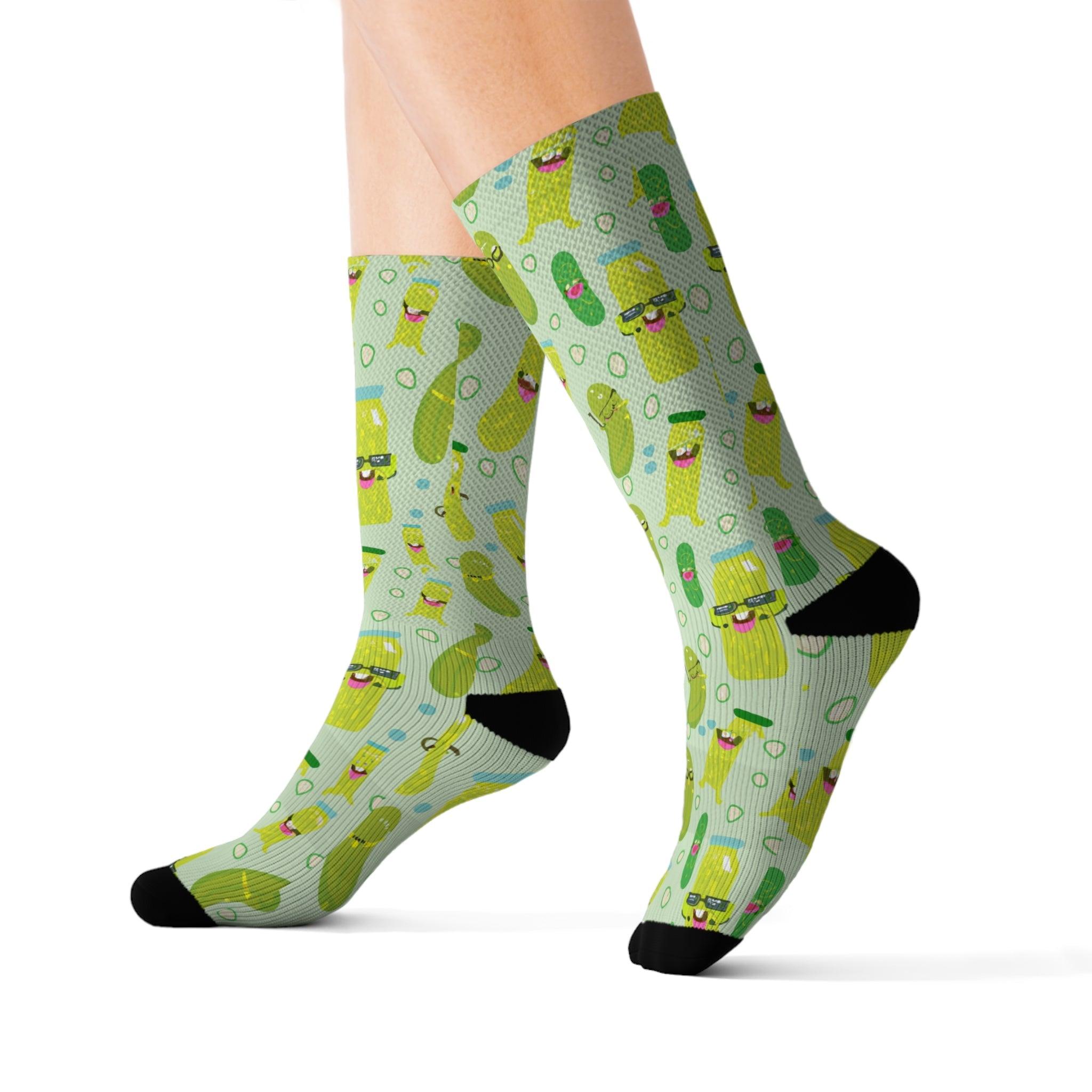 Dill Pickle Pattern Delight Socks, Funny Food Socks, Gift for Pickle Lovers - Encore2woS