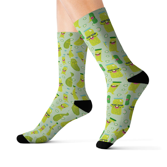Dill Pickle Pattern Delight Socks, Funny Food Socks, Gift for Pickle Lovers - Encore2woL