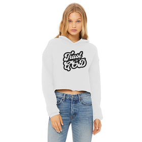 Trust in God Cropped Raw Edge Hoodie for Ladies – Faith-Inspired Streetwear