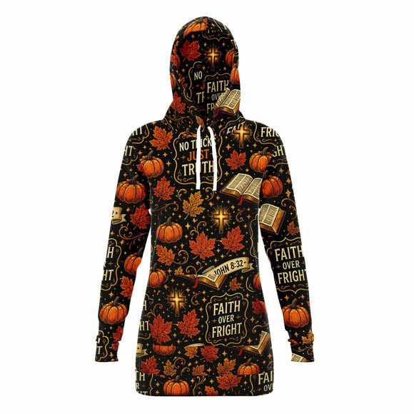 Faith Over Fright Hoodie Dress – Women's Christian Fall Harvest Pumpkin Pullover