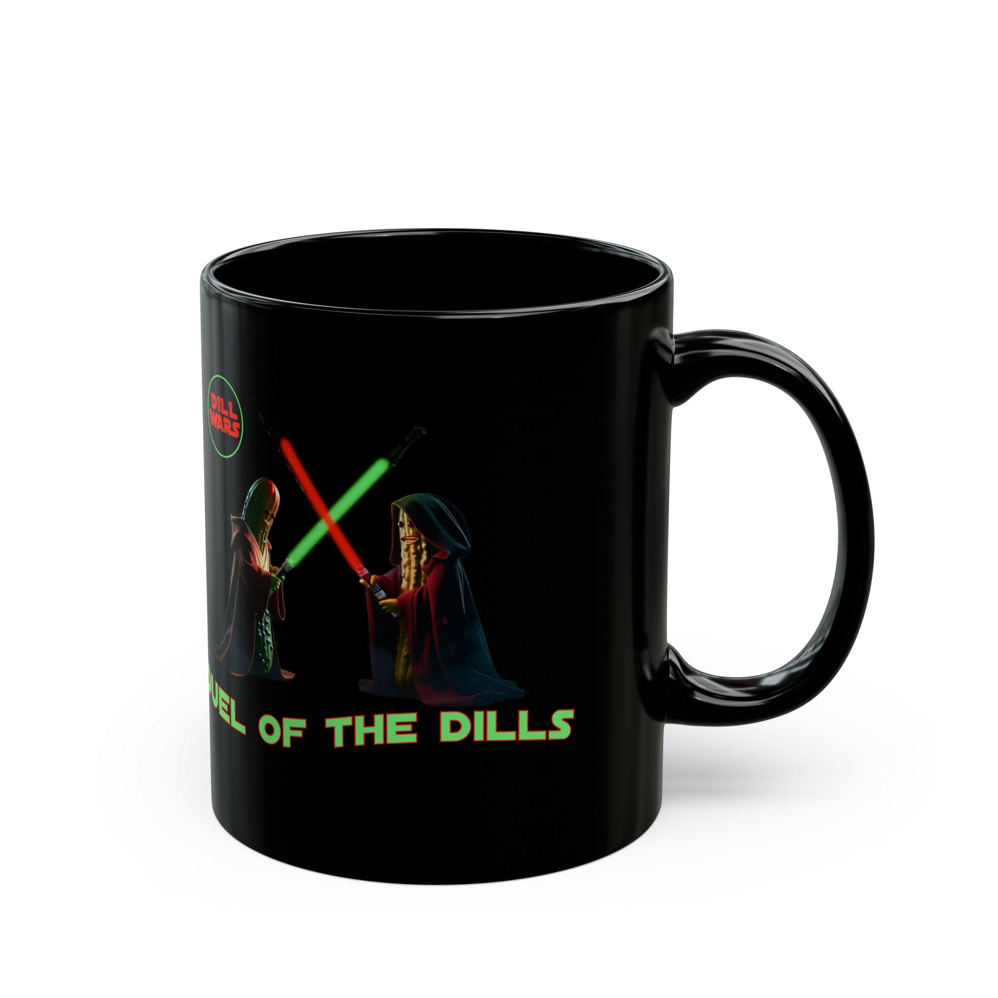 Epic Pickle Lightsaber Duel Mug - 11oz Black Coffee Mug with Dueling Pickles - Encore2wo11oz