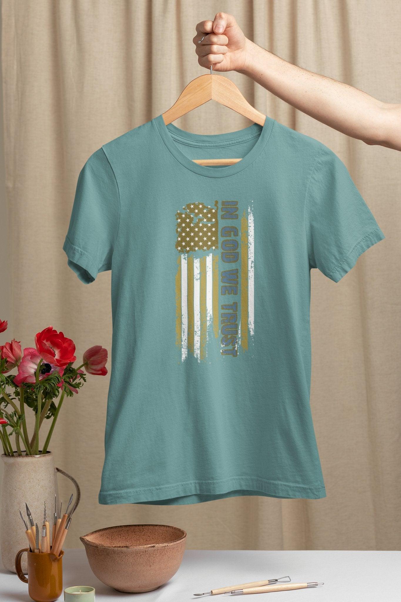 Faded Glory: In God We Trust Comfort Colors Garment - Dyed T - shirt - Encore2woFlo BlueS