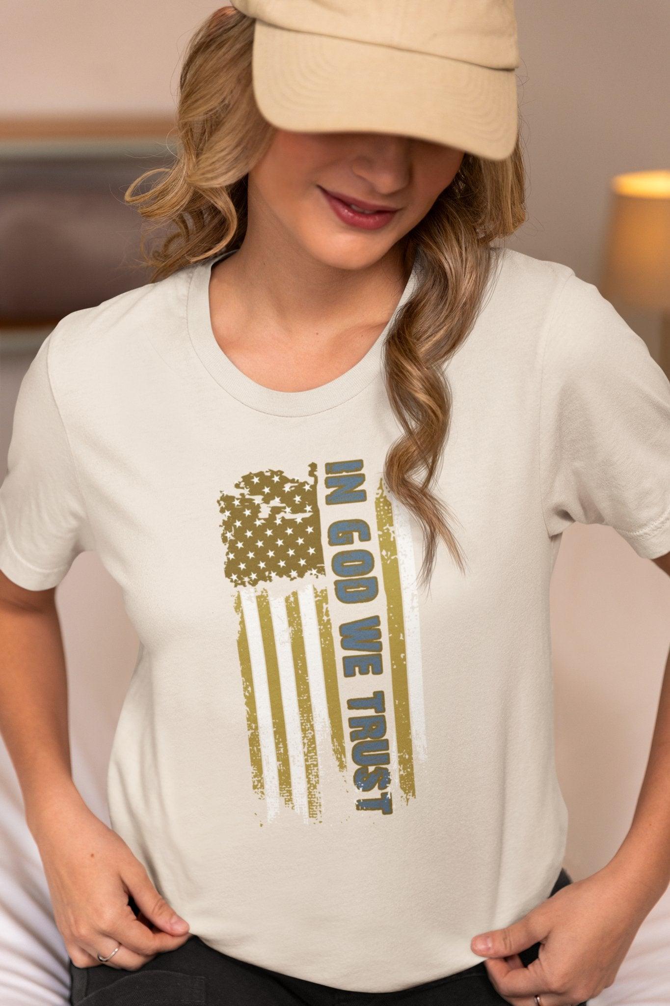 Faded Glory: In God We Trust Comfort Colors Garment - Dyed T - shirt - Encore2woFlo BlueS