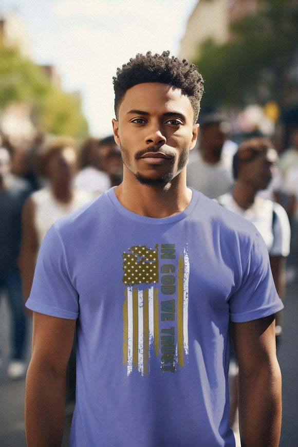 Faded Glory In God We Trust Comfort Colors T-Shirt - Encore2woFlo BlueS