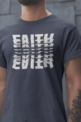 Faith 3D Mirror Text Christian Graphic Tee - Encore2woNavyS