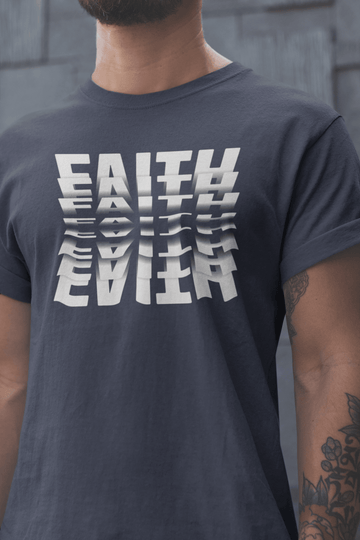 Faith 3D Mirror Text Christian Graphic Tee - Encore2woNavyS