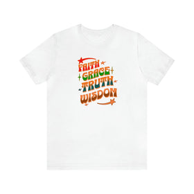 Faith Grace Truth Wisdom Colorful T-Shirt - Encore2woWhiteS