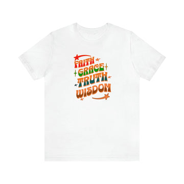 Faith Grace Truth Wisdom Colorful T-Shirt - Encore2woWhiteS