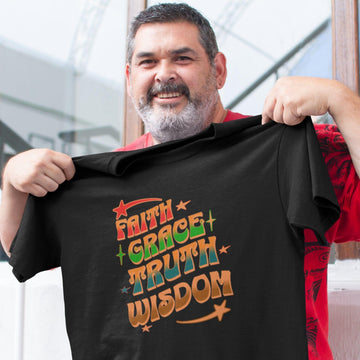 Faith Grace Truth Wisdom Colorful T-Shirt - Encore2woBlackS