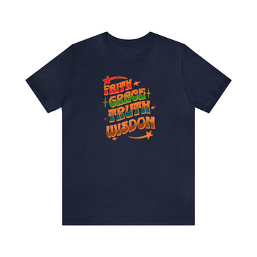 Faith Grace Truth Wisdom Colorful T-Shirt - Encore2woNavyS