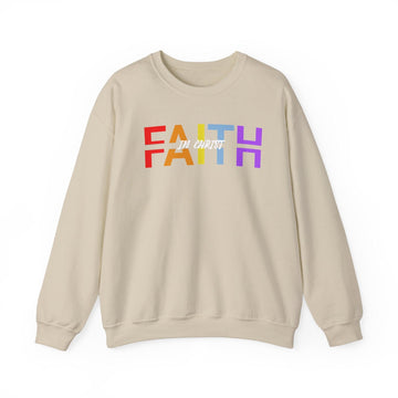 Faith in Christ Crewneck Sweatshirt - Colorful Text Design - Encore2woSSand