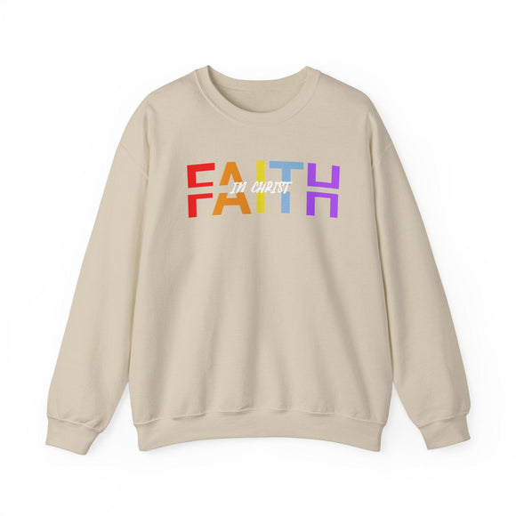 Faith in Christ Crewneck Sweatshirt - Colorful Text Design - Encore2woSSand