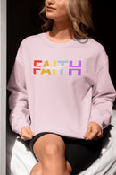 Faith in Christ Crewneck Sweatshirt - Colorful Text Design - Encore2woSRoyal