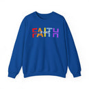Faith in Christ Crewneck Sweatshirt - Stylish Colorful Divided Text Design - Encore2woSRoyal