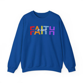 Faith in Christ Crewneck Sweatshirt - Stylish Colorful Divided Text Design - Encore2woSRoyal