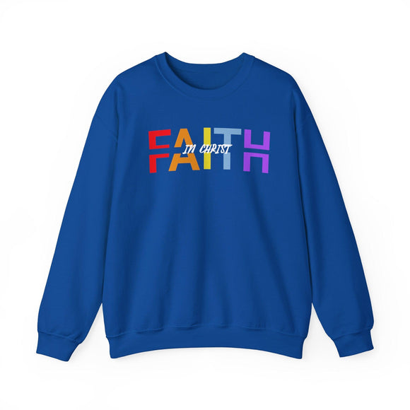 Faith in Christ Crewneck Sweatshirt - Stylish Colorful Divided Text Design - Encore2woSRoyal