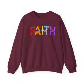 Faith in Christ Crewneck Sweatshirt - Stylish Colorful Divided Text Design - Encore2woSMaroon
