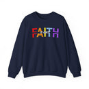Faith in Christ Crewneck Sweatshirt - Stylish Colorful Divided Text Design - Encore2woSNavy