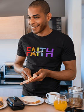 Faith in Christ T-Shirt - Inspirational Divided Text Design Christian Apparel - Encore2woBlackS