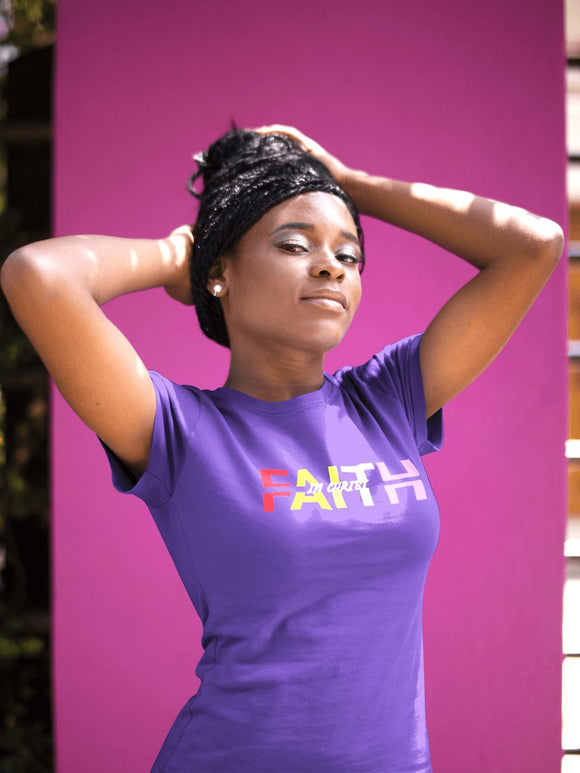 Faith in Christ T-Shirt - Inspirational Divided Text - Encore2woTeam PurpleS
