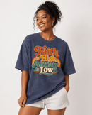 Faith Is High, Anxiety Is Low Retro Oversized Snow Washed Cotton T-Shirt - Encore2woKhaki AshS